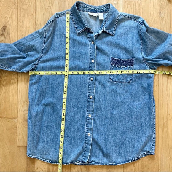 Vintage 90’s J. Jill Chambray Denim Button Down Shirt Size Large - Picture 8 of 8